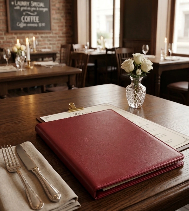 Porte Menu Restaurant en Cuir A5 – Élégance Premium & Présentation Raffinée